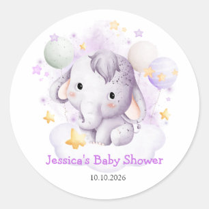 Sticker Rond Étoiles d'aquarelle rose mignonne Baby shower