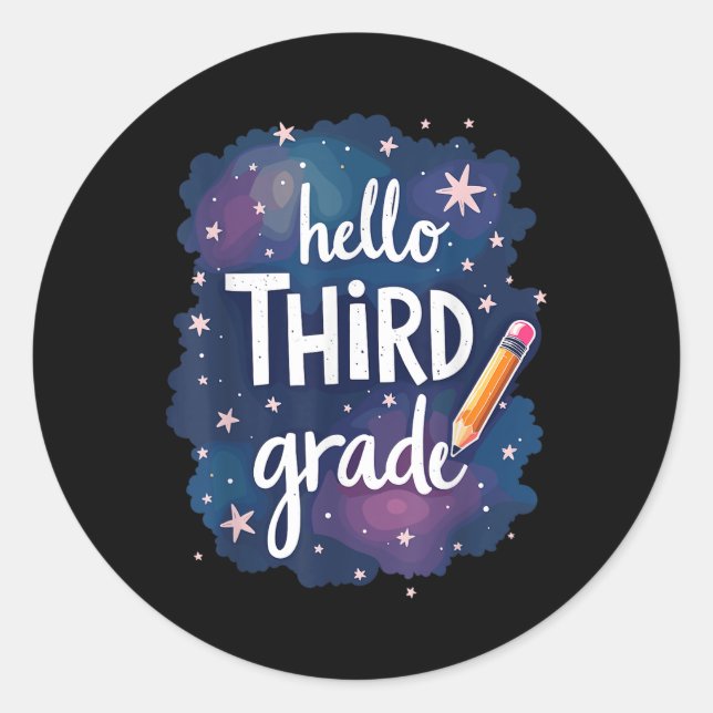Sticker Rond Étoiles de 3e année scolaire (Devant)