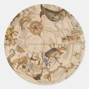 Sticker Rond Étoiles de constellation ciel méridional Astronomi