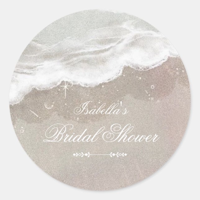 Sticker Rond Étoiles de mer et Coquillages Fête de Mariée Tropi (Devant)