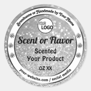 Sticker Rond Étoiles de Parties scintillant en argent luxueux L