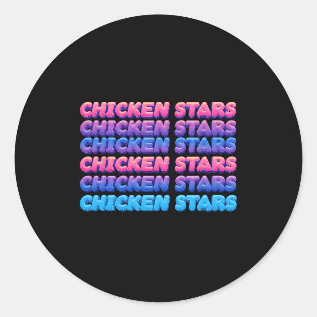 Sticker Rond Étoiles de poulet répétitives esthétiques Mème vir (Devant)