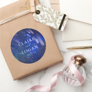 Sticker Rond Étoiles de tir Galaxie céleste Mariage