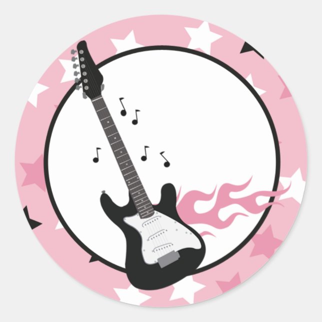 Sticker Rond ETOILES D'Enveloppe GUITAR ROCK ROCK ROCK (Devant)