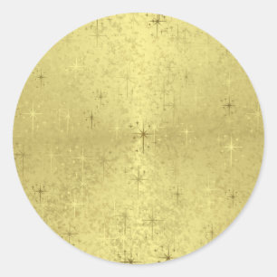Sticker Rond Étoiles d'or de vacances de Noël sur le papier