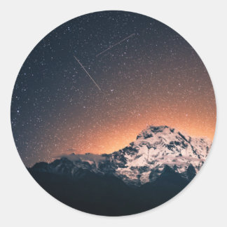 Sticker Rond Etoiles et montagnes