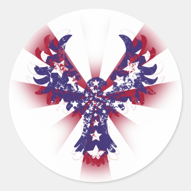 Sticker Rond Étoiles et rayures d'aigle américain (Devant)