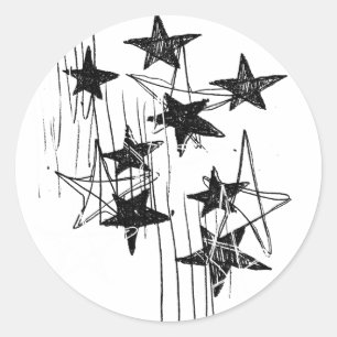 Sticker Rond Étoiles et scribbles