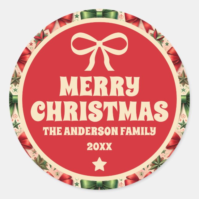 Sticker Rond Étoiles et vintages de Noël (Devant)