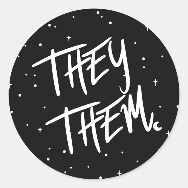 Sticker Rond Étoiles Ils /Eux Prononounes (Devant)