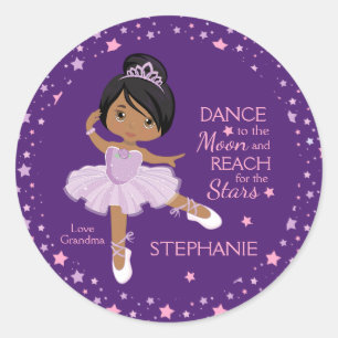 Sticker Rond Étoiles multiculturelles & Lune Ballerina