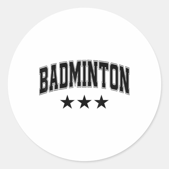 Sticker Rond Étoiles Noires de Badminton Clic Rétro Texte Unive (Devant)