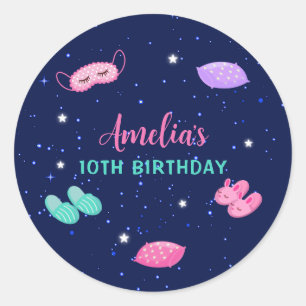 Sticker Rond Étoiles rose violet de la fête du sabre