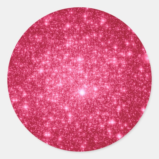 Sticker Rond Étoiles roses chaudes (Devant)