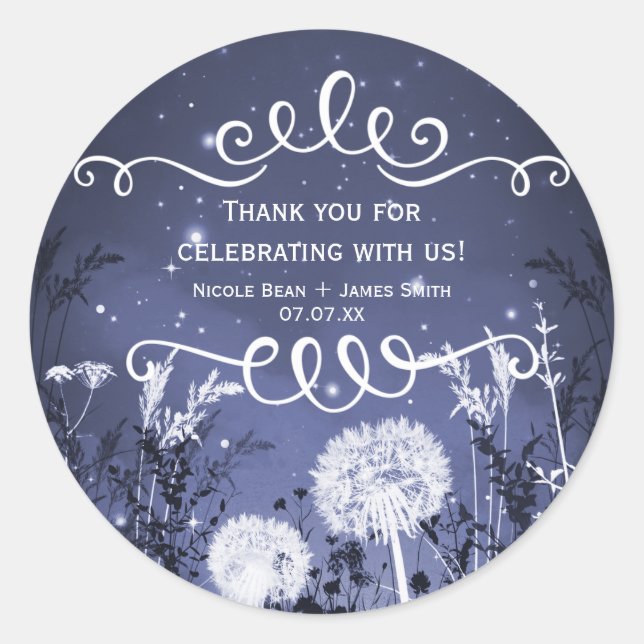 Sticker Rond Étoiles Sky Twilight Enchantées & Mariage Foliage (Devant)