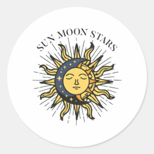 Sticker Rond Étoiles Sun Moon