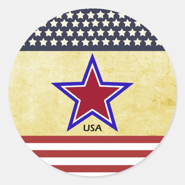Sticker Rond Étoiles sur drapeau (Devant)