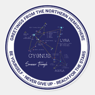 Sticker Rond Étoiles triangulaires d'été de l'hémisphère Nord