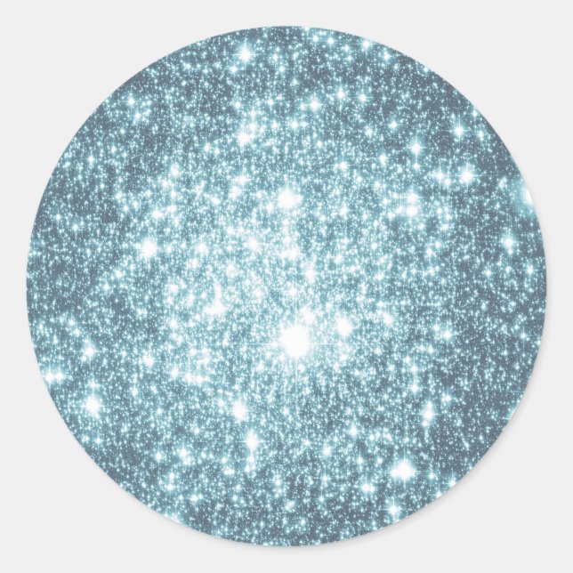 Sticker Rond Étoiles turquoises (Devant)