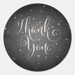 Sticker Rond Étoiles Vintage Noires Merci Halloween