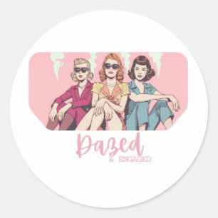 Sticker Rond Étourdie et Fiancée Conception Rétro Femmes Enterr