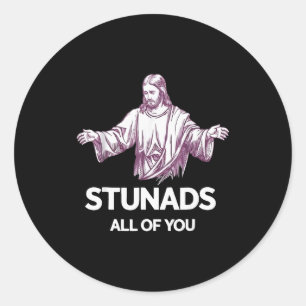 Sticker Rond Étourdissez tous drôle de Jésus