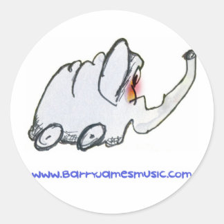 Sticker Rond Étrange sciage - éléphant sur roues!
