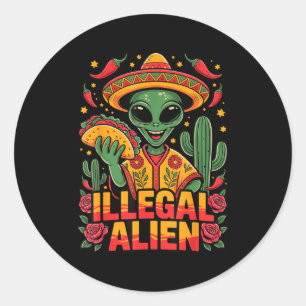 Sticker Rond Étranger illégal