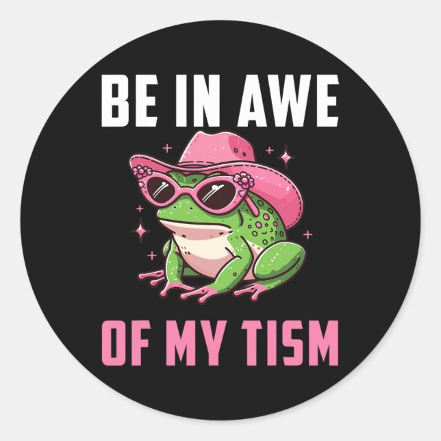 Sticker Rond Être À L'Abri De Mon Tism Retro Funny Frog Autisme (Devant)