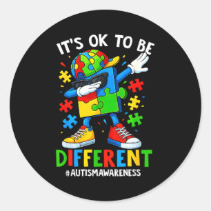 Sticker Rond Être différent casse-tête dabbing sensibilisation