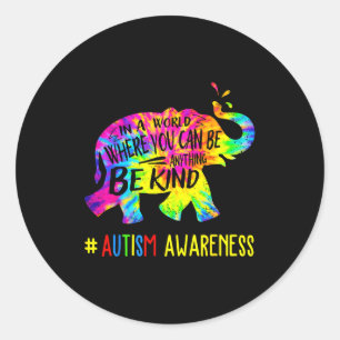 Sticker Rond Être différent éléphant sensibilisation à l'autism