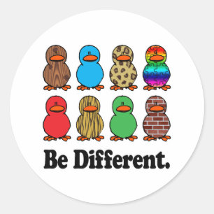 Sticker Rond Être différents canards