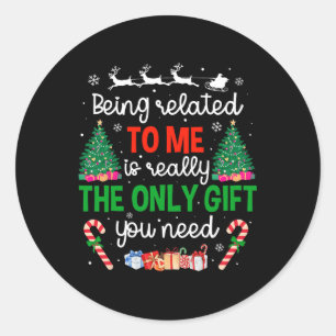 Sticker Rond Etre Lié À Moi Drôle Noël Famille Xmas Pa