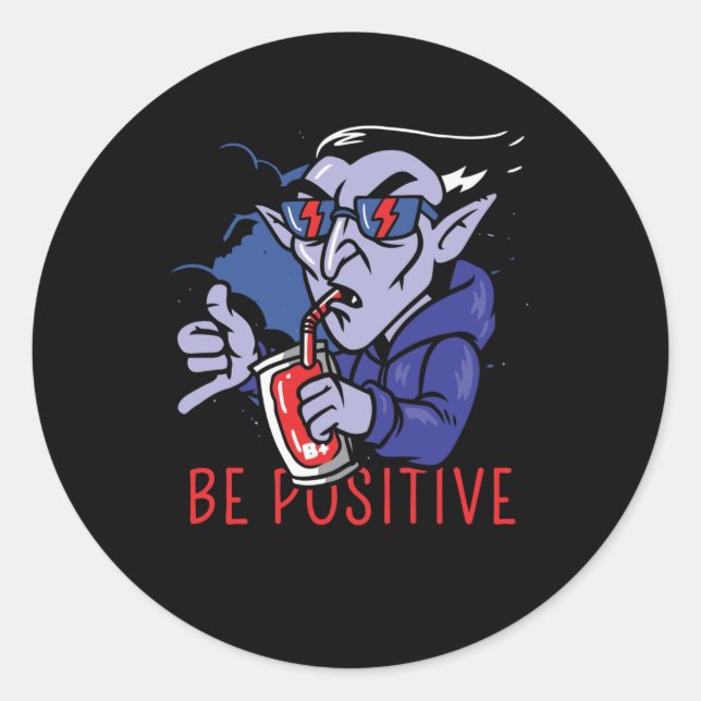 Sticker Rond Être un vampire positif (Devant)