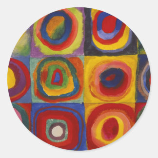 Sticker Rond Étude de couleur des cercles Carré par Kandinsky