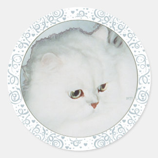Sticker Rond Étude de tête de chat persan argenté