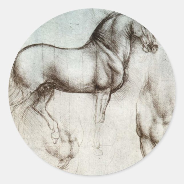 Sticker Rond Étude des chevaux - Léonard de Vinci (Devant)