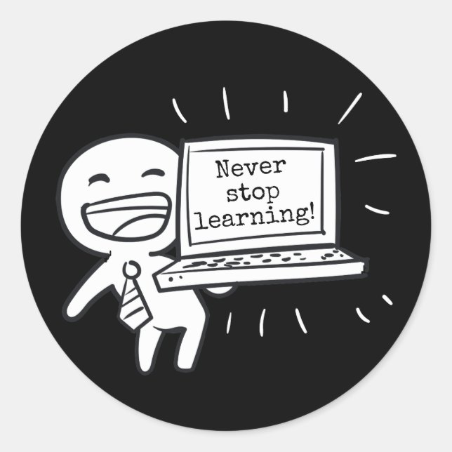 Sticker Rond Étudiant en informatique ne cesse jamais d'apprend (Devant)