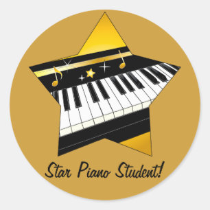 Sticker Rond Étudiant en piano Star