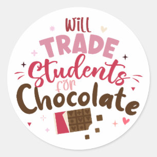 Sticker Rond Étudiants pour le chocolat Drôle Valentine