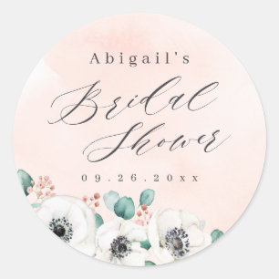 Sticker Rond Eucalyptus anemone floral rustique douche nuptiale