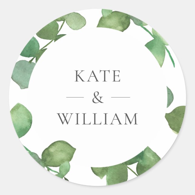 Sticker Rond Eucalyptus Boho Greenery (Devant)