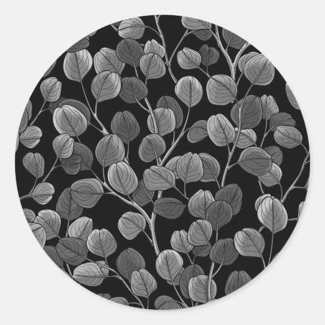 Sticker Rond Eucalyptus en gris (Devant)