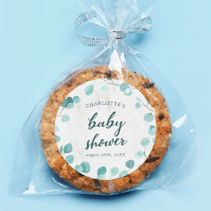 Sticker Rond Eucalyptus et Baby shower de marbre