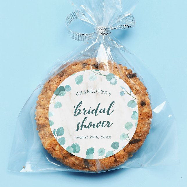 Sticker Rond Eucalyptus et Marbre : Baby Shower de Mariage (Créateur téléchargé)