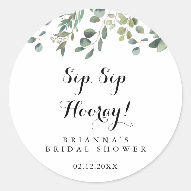 Sticker Rond Eucalyptus Feuillage Sip Sip Hourra Enterrement de (Devant)