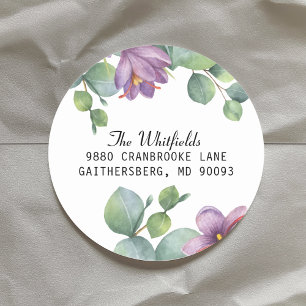 Sticker Rond Eucalyptus Floral Adresse de retour Label