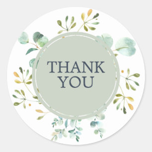 Sticker Rond Eucalyptus Foliage Merci Mariage botanique
