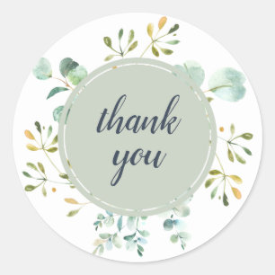 Sticker Rond Eucalyptus Foliage Merci Mariage botanique