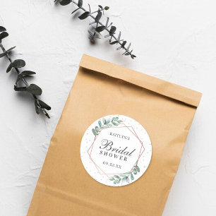 Sticker Rond Eucalyptus Géométrique Rose Doré Feuille Mariage F